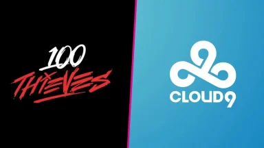 100 Thieves and Cloud9 logos side by side.