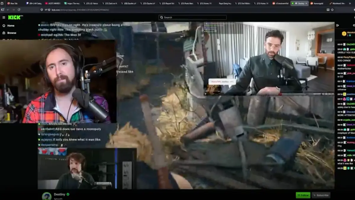Kick livestream with multiple streamers in split screen