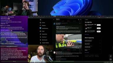 Streamer reacting to Twitter posts during live broadcast