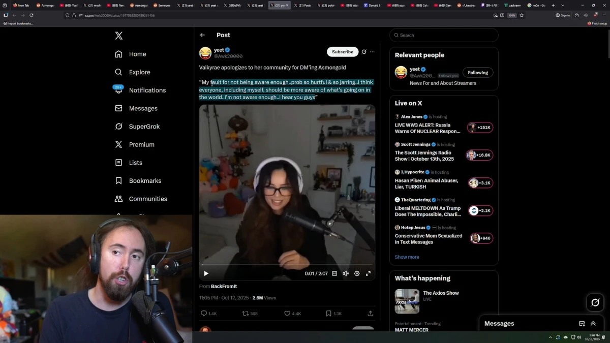 Streamer reacts to tweet apology on social media.