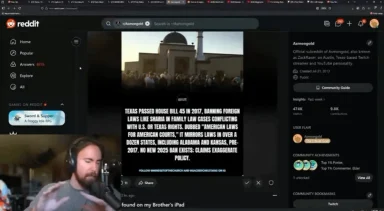 Streamer reacts to Reddit post about Texas law