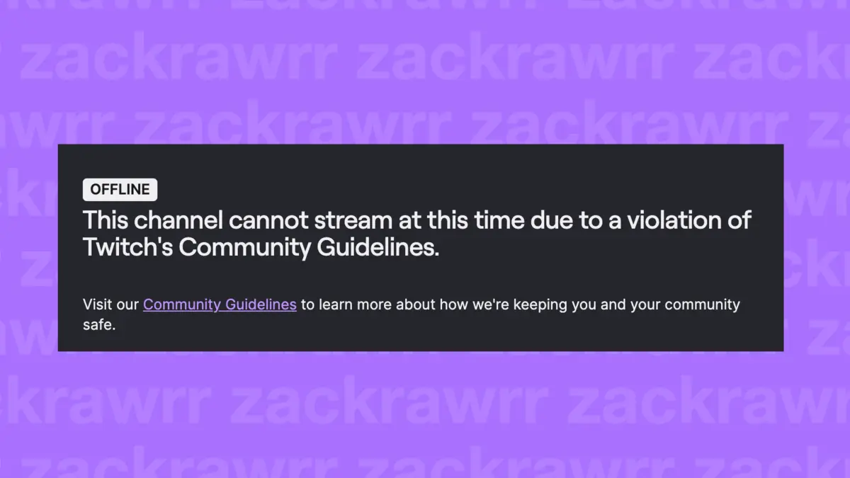 Twitch channel offline for community guidelines violation