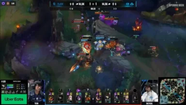 League of Legends team fight during esports match