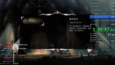 Hollow Knight gameplay speedrun timer on screen