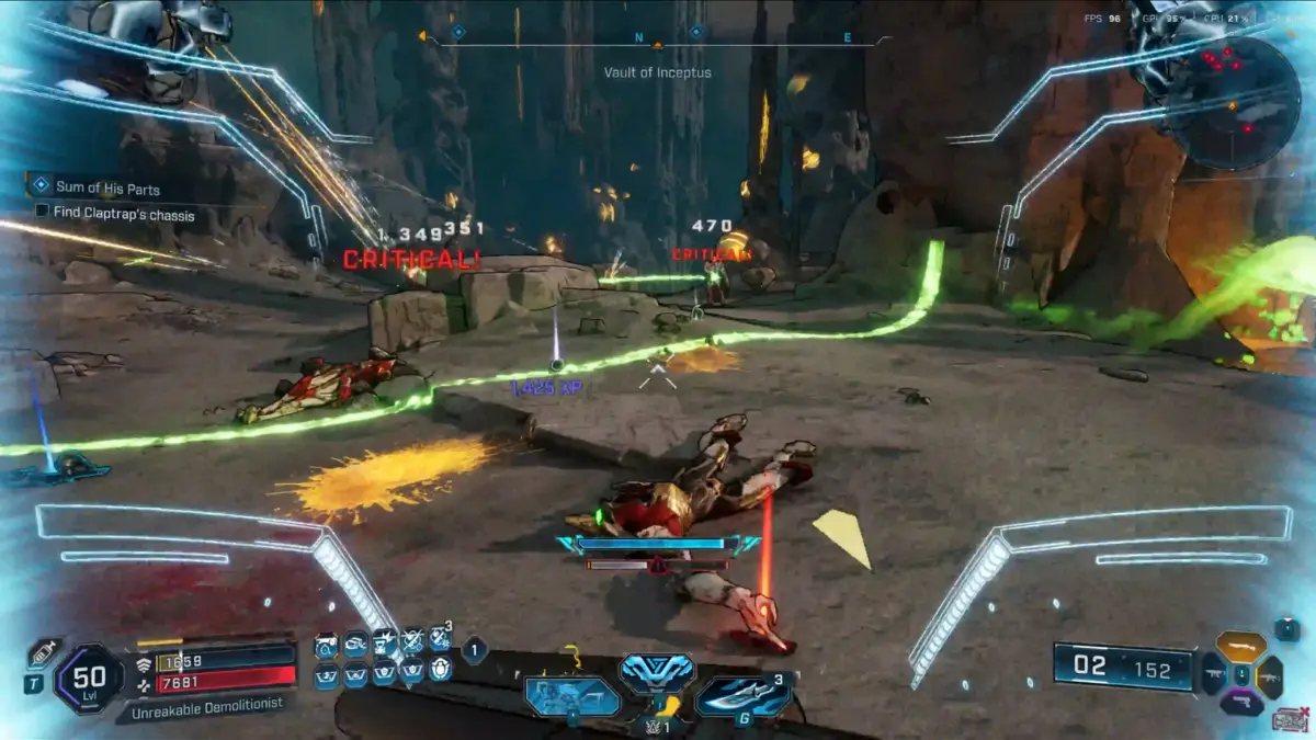 First-person shooter game battle on alien terrain