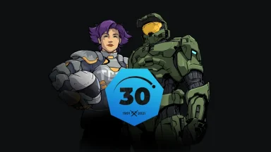 30th anniversary illustration with futuristic characters