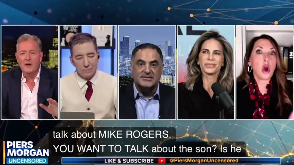 Five-person Piers Morgan Uncensored panel in split-screen debate
