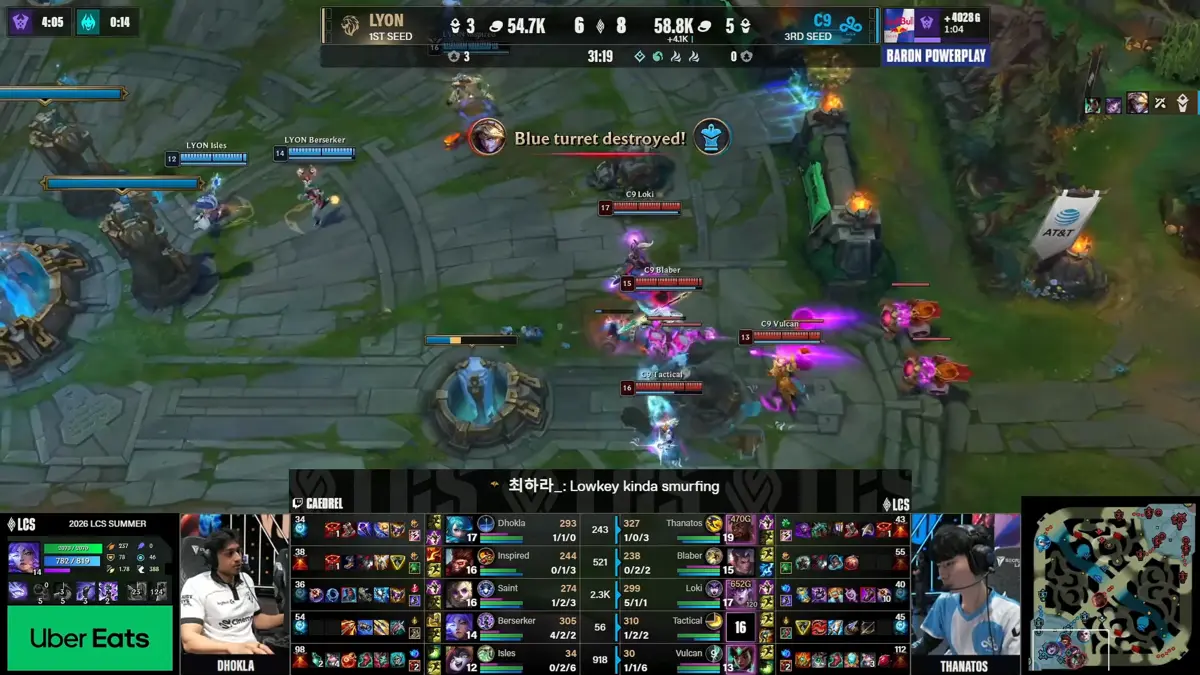 Cloud9 attacks Lyon base during League of Legends match