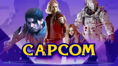 Capcom logo with iconic video game characters