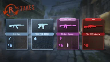 CS2 Retakes mode weapon loadout selection screen