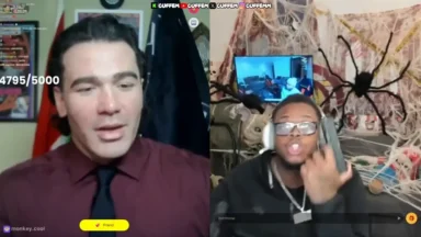 Two men video chatting during a live stream
