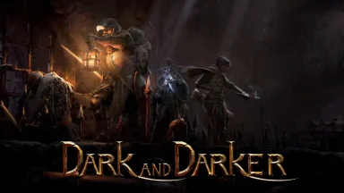 Dark fantasy warriors exploring dungeon with a lantern.
