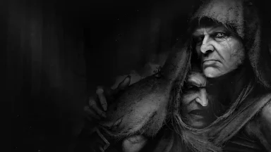 Dark fantasy figure with two eerie faces