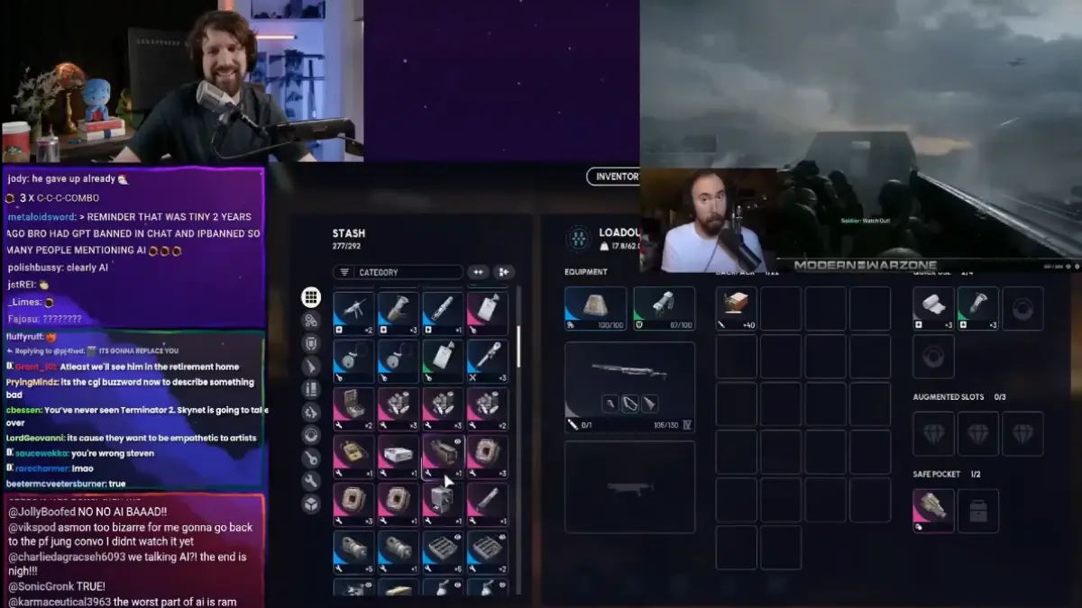 Streamers playing Modern Warzone game live.