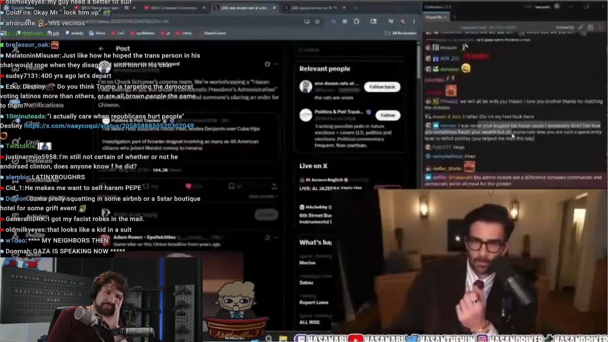 Livestream with political commentator and scrolling chat