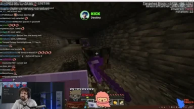 Destiny streams Minecraft while mining in a dark tunnel.