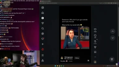 Livestream screen showing Instagram meme about social skills
