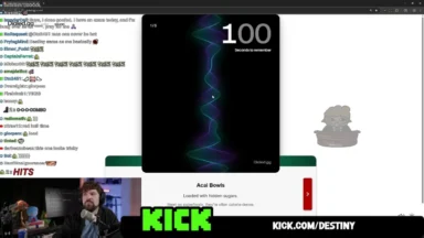 Livestream screen with memory game and streamer