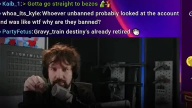 Streamer speaking into microphone during live broadcast
