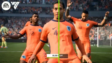 Soccer video game split-screen graphics comparison