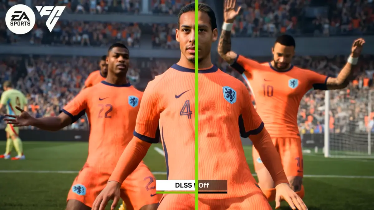 Soccer video game split-screen graphics comparison