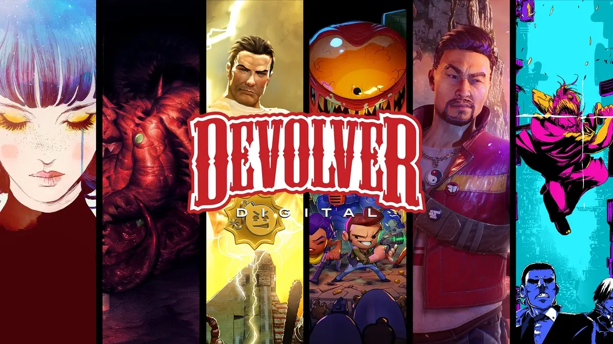 Devolver Digital game characters collage banner