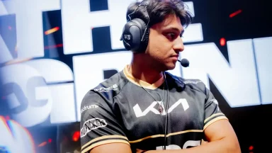 Esports player wearing headset during gaming event