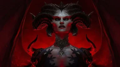 Demonic character with horns, dark fantasy art