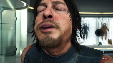 Close-up of a character in a futuristic setting.