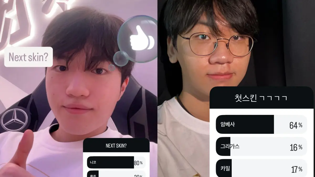 Two people sharing game skin poll results