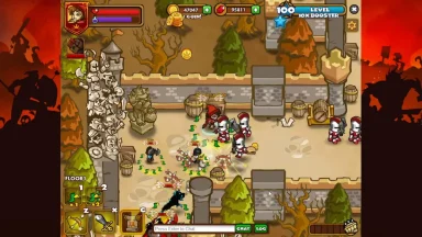 Fantasy game characters in medieval battle scene