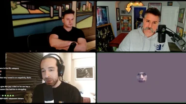 Four people in a video call discussion