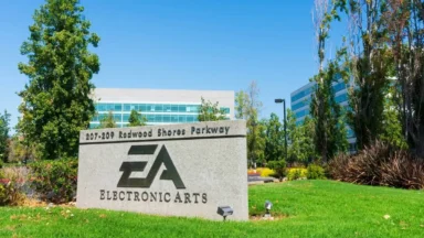 Electronic Arts headquarters sign in Redwood Shores