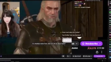 Streamer playing The Witcher on live broadcast