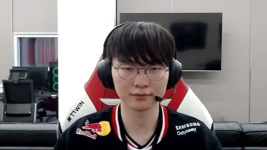 Gamer wearing headset during online match