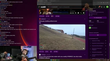 Streamer reacting to Reddit LivestreamFail post on screen