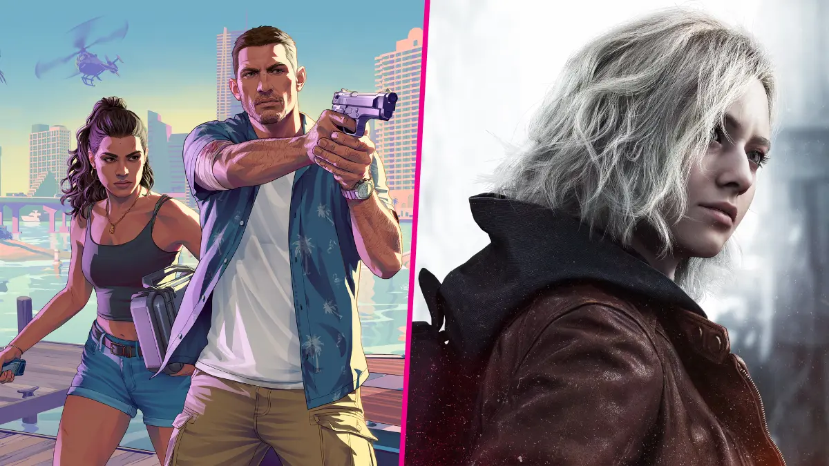 Video game characters in action scene