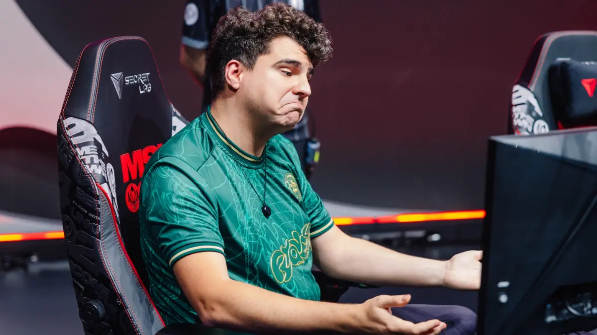 Gamer expressing frustration during competition