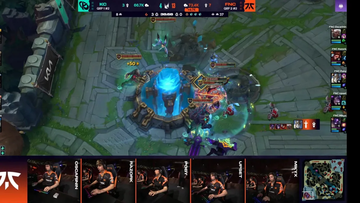 Fnatic defeats Karmine Corp in League of Legends match.