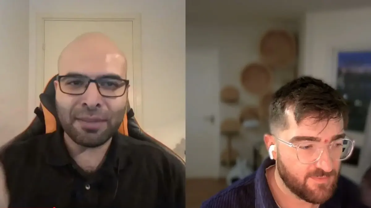 Two people talking during a video call