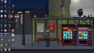 Pixel art bus stop with vending machines