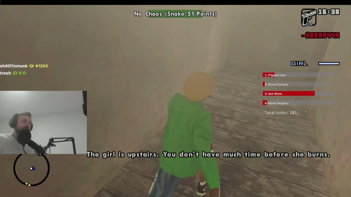 Streamer plays Grand Theft Auto San Andreas mission.