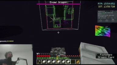Minecraft Ender Dragon fight with speedrun overlay