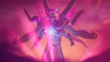 Powerful glowing demon surrounded by pink energy.