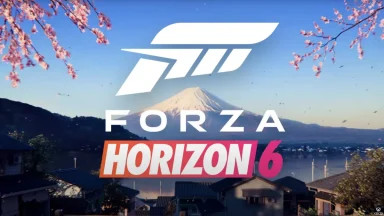 Forza Horizon 6 game logo with mountain background
