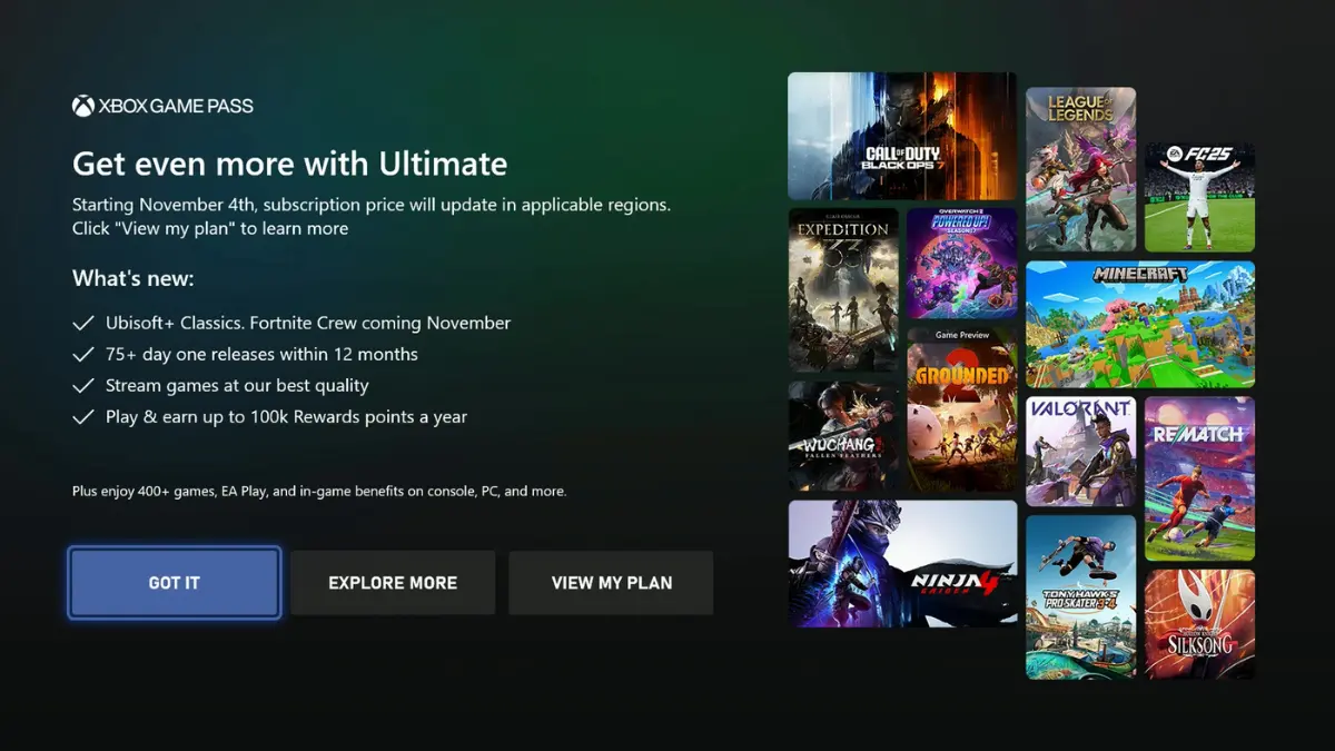 Xbox Game Pass Ultimate new games and benefits