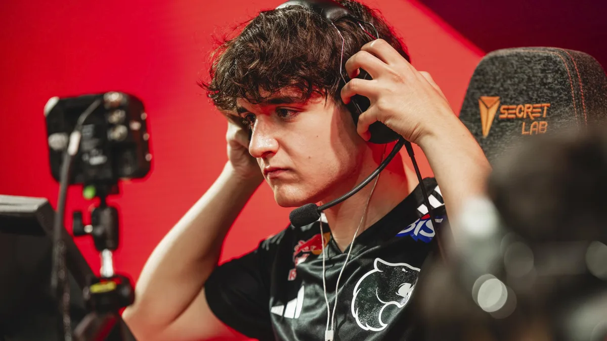 Esports player wearing headset during competition