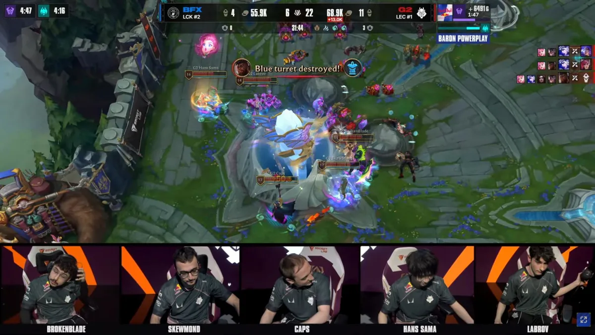 League of Legends base siege during esports match