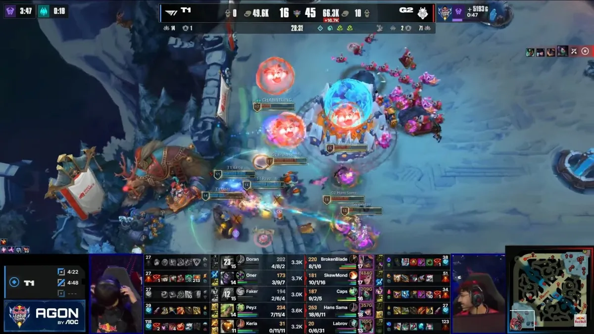 T1 vs G2 esports match in League of Legends