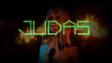 Animated character with glowing 'Judas' text.